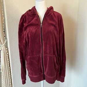 Carbon Zipper Front Hoodie Jacket - Burgundy - Size Medium